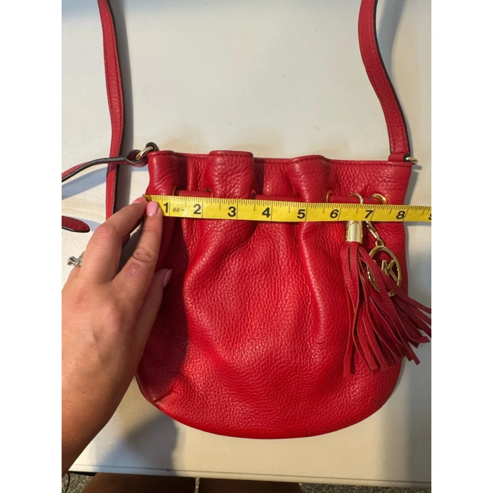 Michael Kors Red Leather Bucket Bag Small - Picture 10 of 13